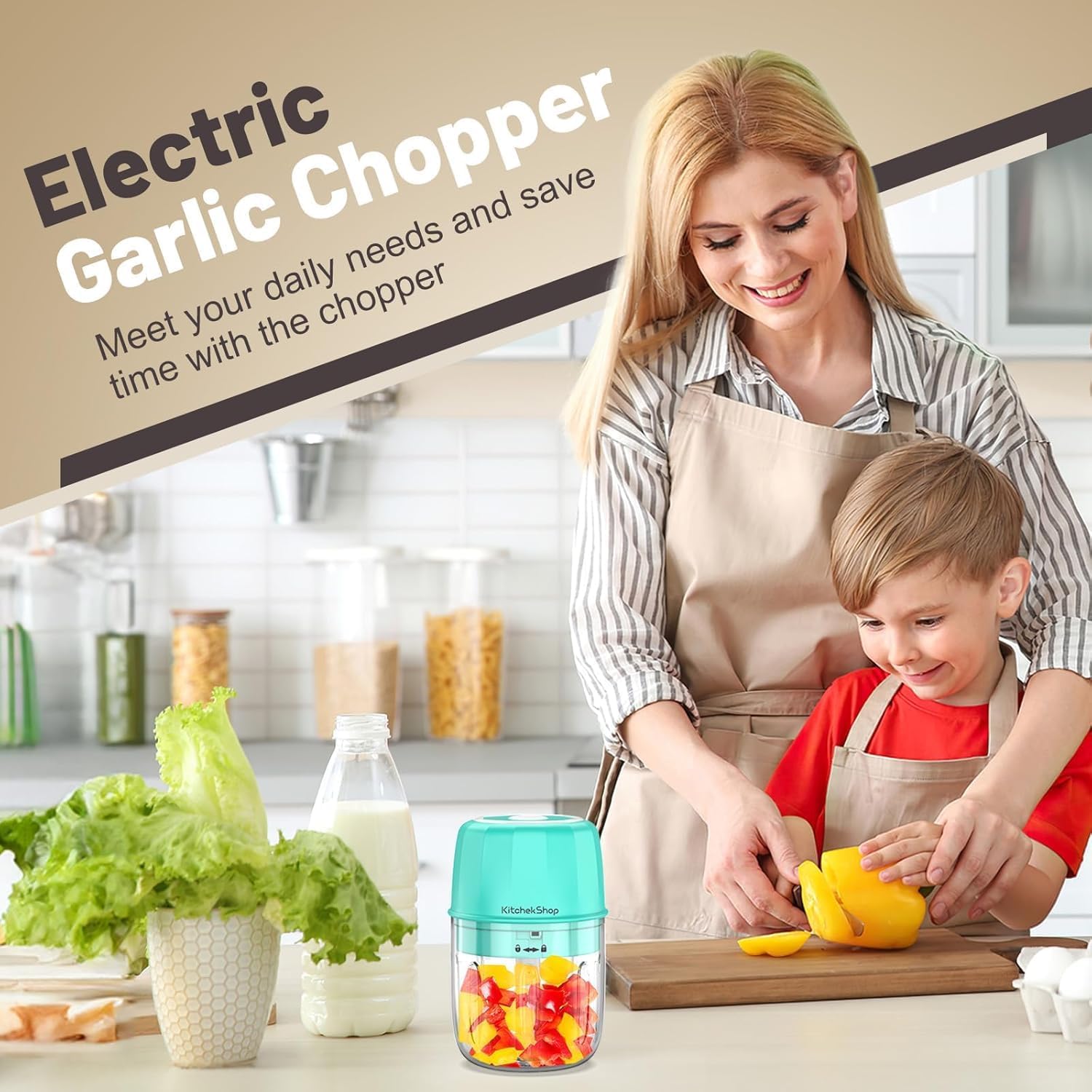 Rechargeable Portable and Cordless Mini Food Processor 300ML with Stainless Steel Blade, Electric Garlic Chopper Vegetable Chopper Blender for Nuts Chili Onion Minced Meat and Spices BPA-Free(Green) - Image 2