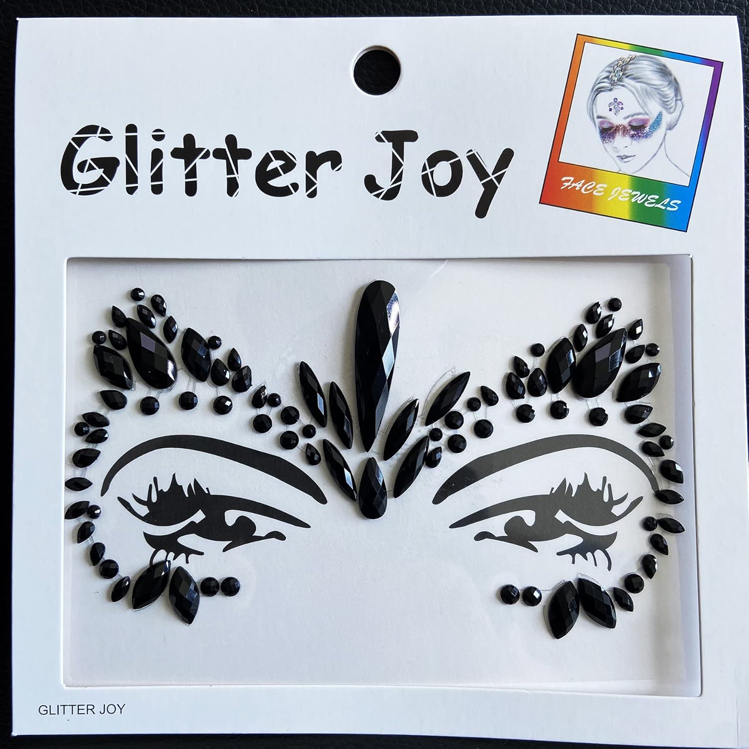 Face Gems Jewels, Festival Face Jewels Tattoo Stickers,Face Gems Stick on, Body Gem Stones Temporary Face Tattoos for Festival,4-Pack, Black - Image 6