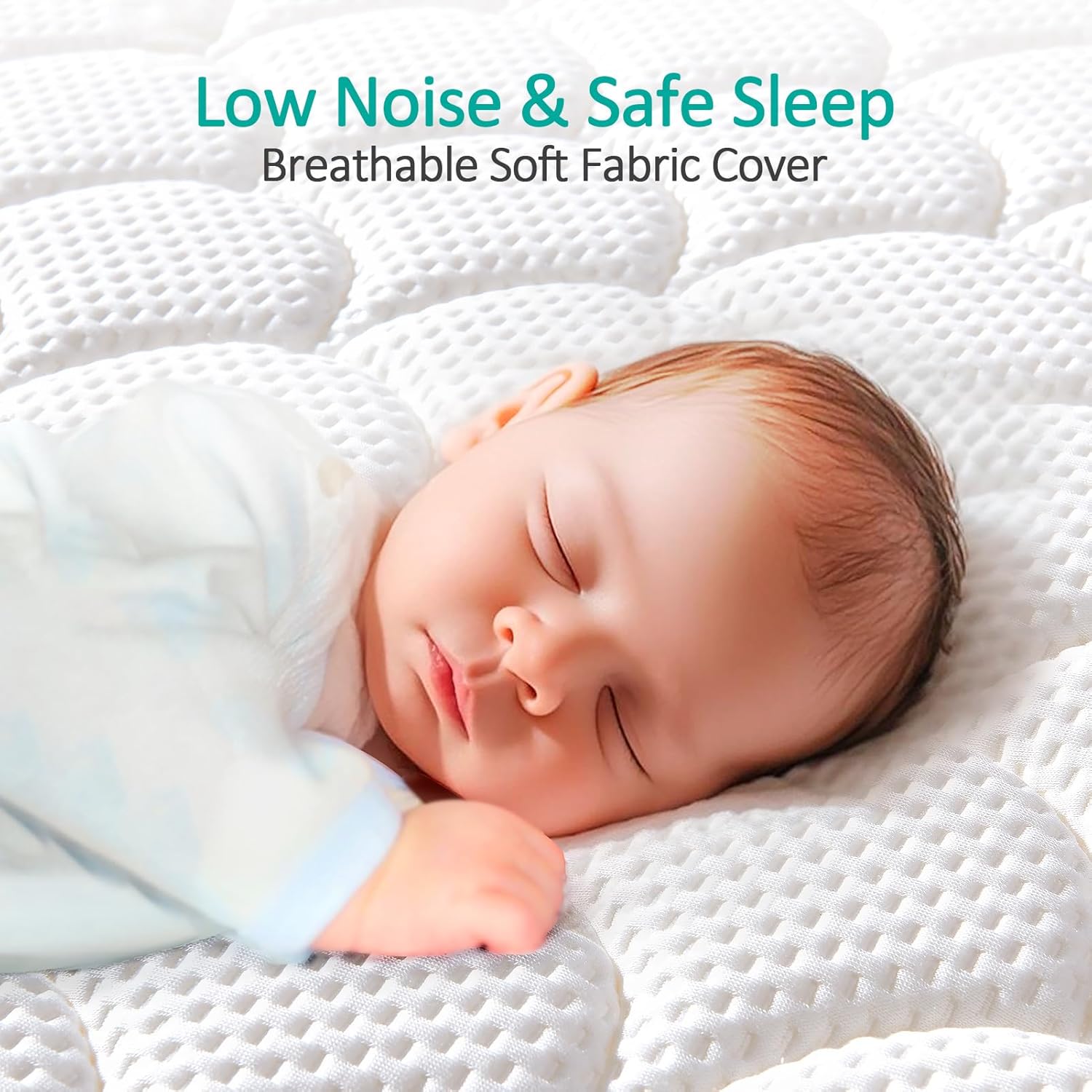 Dual-Sided Crib Mattress & Toddler Mattress – 52" x 27.6" x 5",100% Knitted Fabric, Moisture Absorbent & Breathable, Fits Standard Full-Size Cribs & Toddler Beds - Image 3