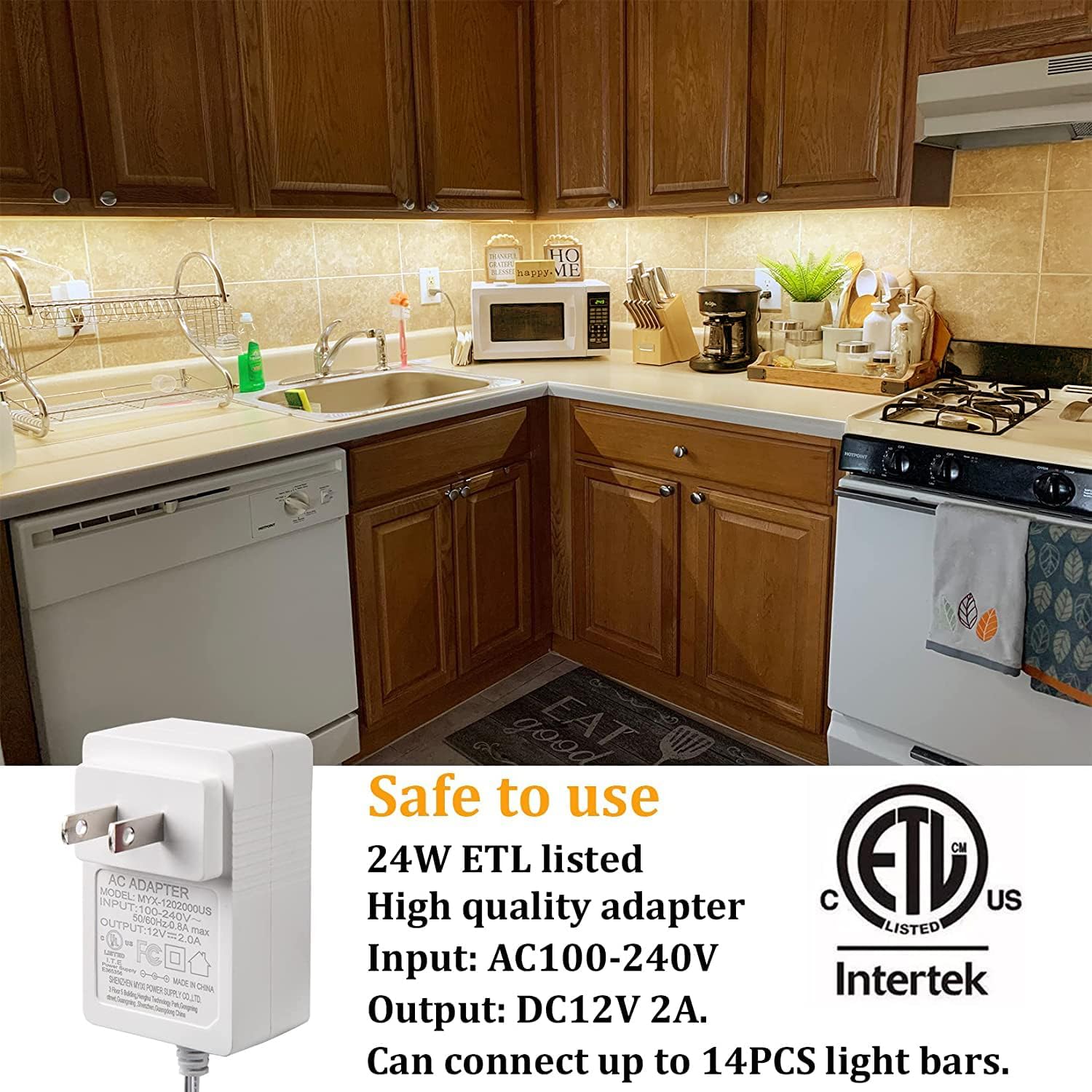 WOBANE Under Cabinet Lighting Kit, 6PCS 20inch LED Strip Bars with 24W Adapter,RF Remote,Hidden Super Bright Daylight for Kitchen Cabinet,Under Desk,Counter Lighting,4000K Natural White,1500LM - Image 5