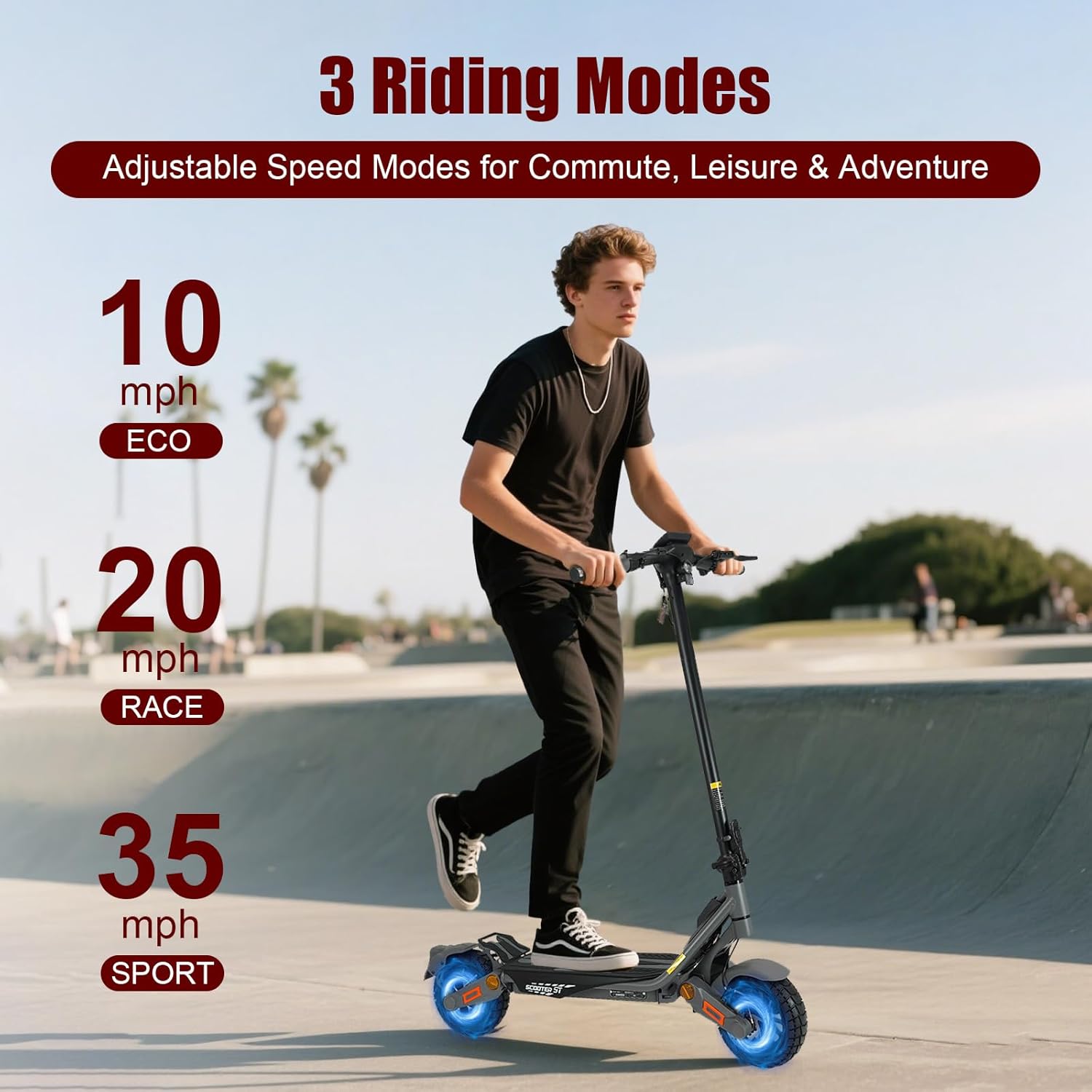 Fast Electric Scooter Adults, 1200/1600/5600W Dual Motor, 35/45/50 Miles Long Range,35/45/50 MPH Top Speed, 10/11" Off-Road Tires E Scooter, Foldable EScooter for Adults and Teens with Dual Suspension - Image 4