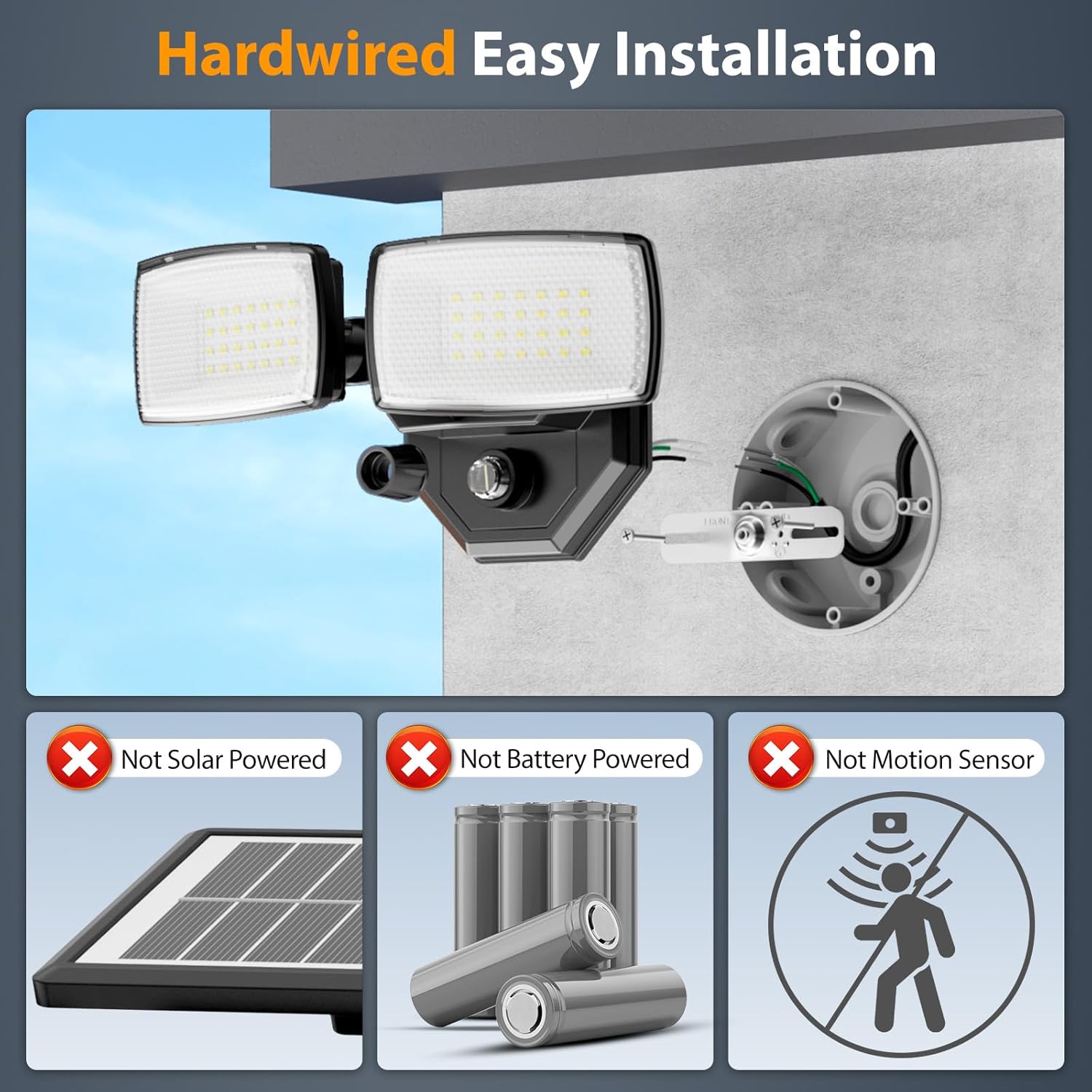 Onforu 32w 3200LM Dusk to Dawn Outdoor Lighting,6500K Dual-Head Flood Light Outdoor with Photocell,IP66 Waterproof Security Lights,Exterior Daylight Off and Night On Black Wall Light for Patio Garden - Image 2