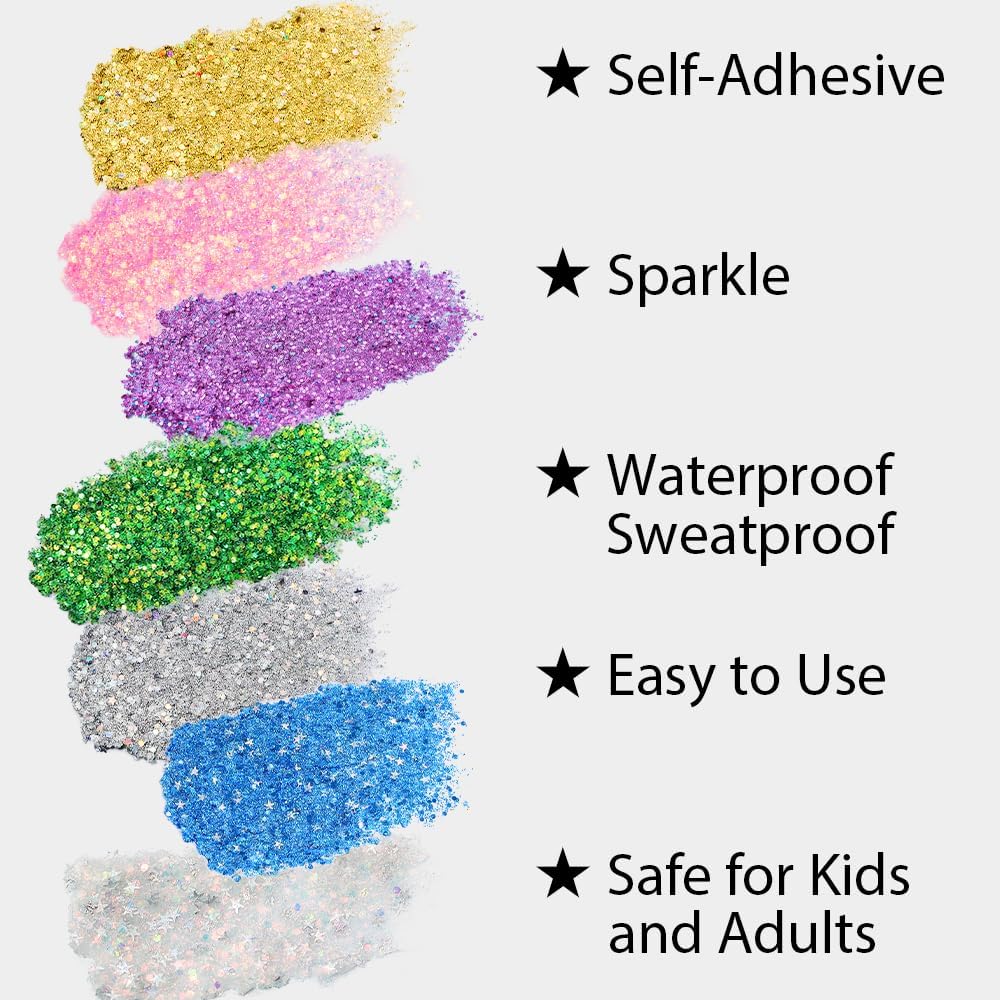 Mysense Purple Body Glitter Stick,Singer Concert Outfit Face Glitter Makeup for Women,Hair Glitter Gel for Kids,Festival Rave Pride Accessories,Mermaid Sequins Chunky Glitter Face Paint,0.56oz - Image 2