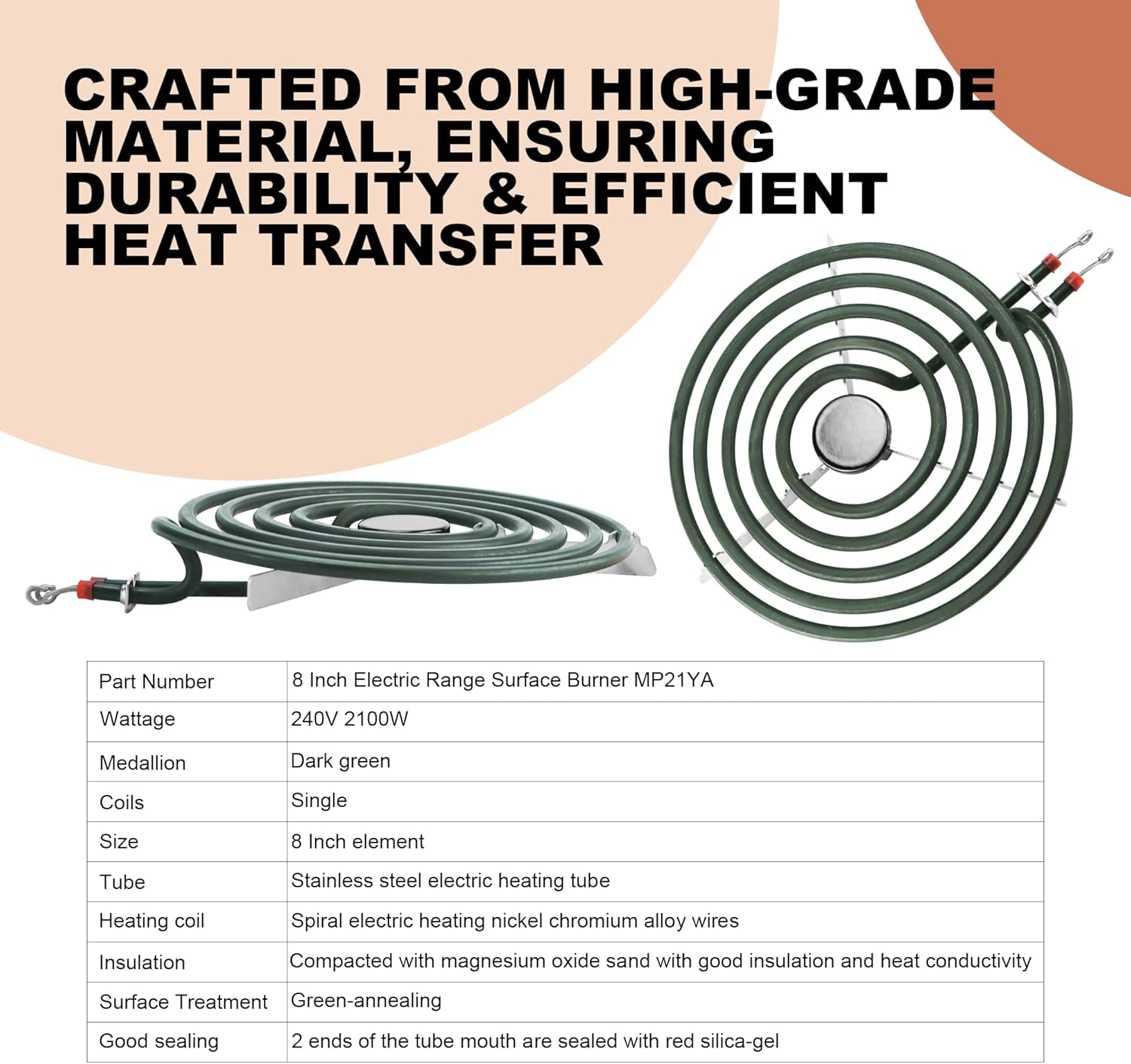 Stove Element Replacement for Aman.a Whirlpool Ke.nmore Electric Range Burner-MP22YA Electric Range Burner Element Set Includes 2Pcs 8-Inch MP21YA & 2Pc6-Inch MP15YA - Image 8