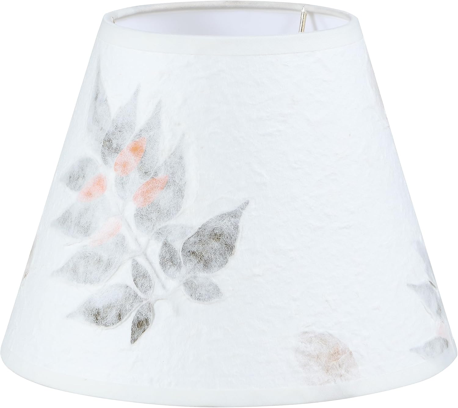 Aspen Creative 56038 Empire Uno Lamp Shade in White with Petal Paper, 5″ Top x 9″ Bottom x 7″ Slant Height, Slip UNO 33mm
