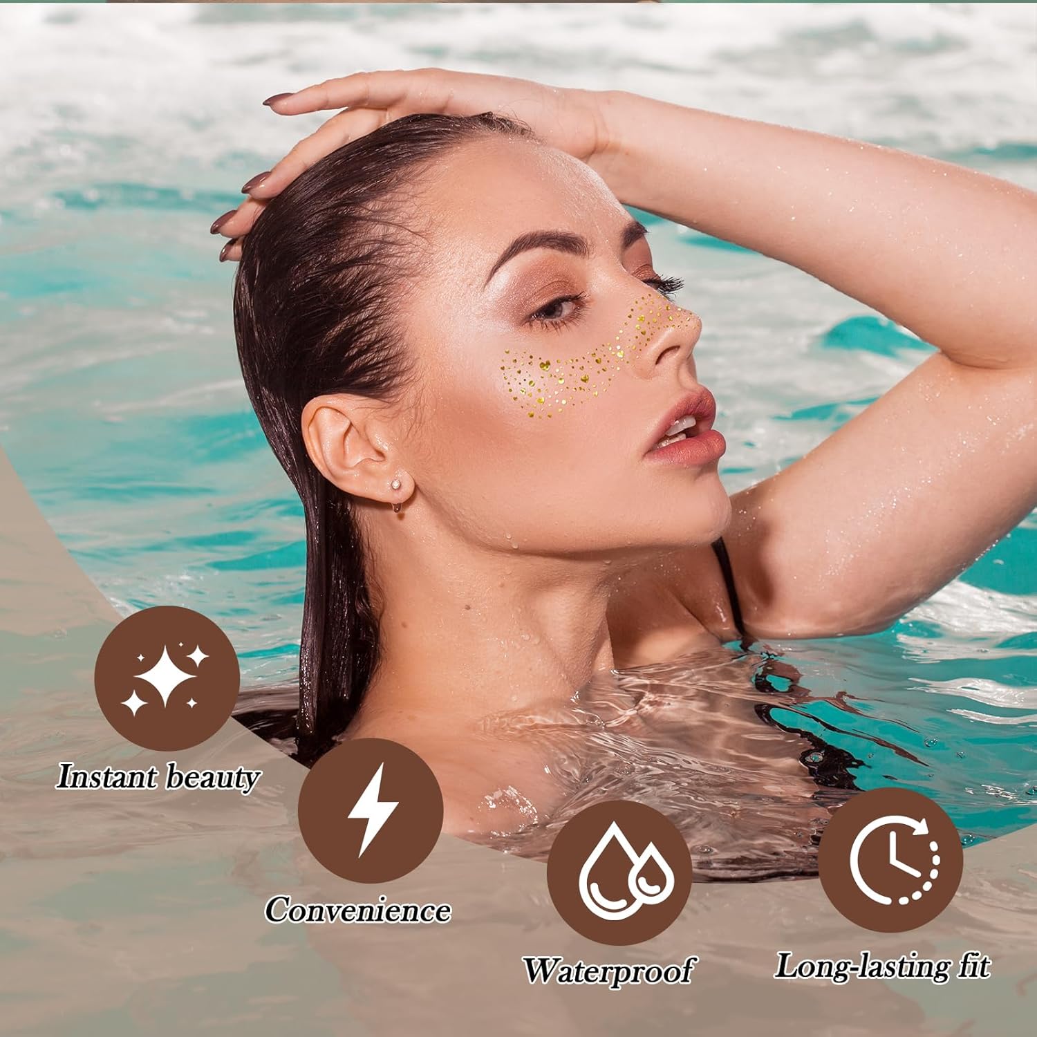 Christmas Glitter Face Tattoo,Diesetsr Body Glitter Temporary Tattoos Patches, Festival Rave Outfits for Women, Sparkle Patches for Kids, Party Christmas Festival Decorations,30 PCS - Image 4