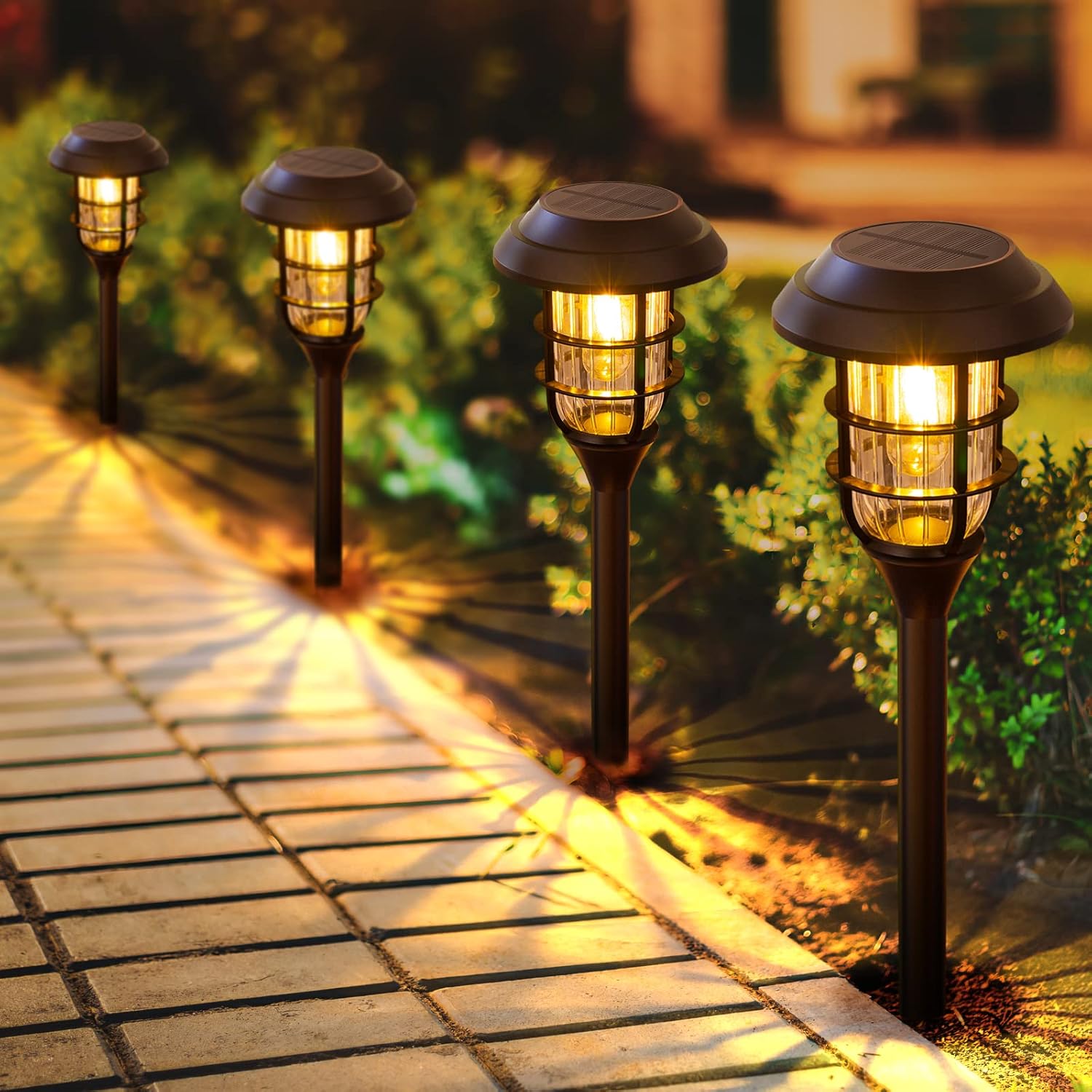 LETMY Solar Pathway Lights Outdoor, 8 Pack Bright Solar Lights Outdoor, IP66 Waterproof Auto On/Off Solar Garden Lights Solar Powered Landscape Lighting for Yard Patio Walkway Driveway Pathway – Black