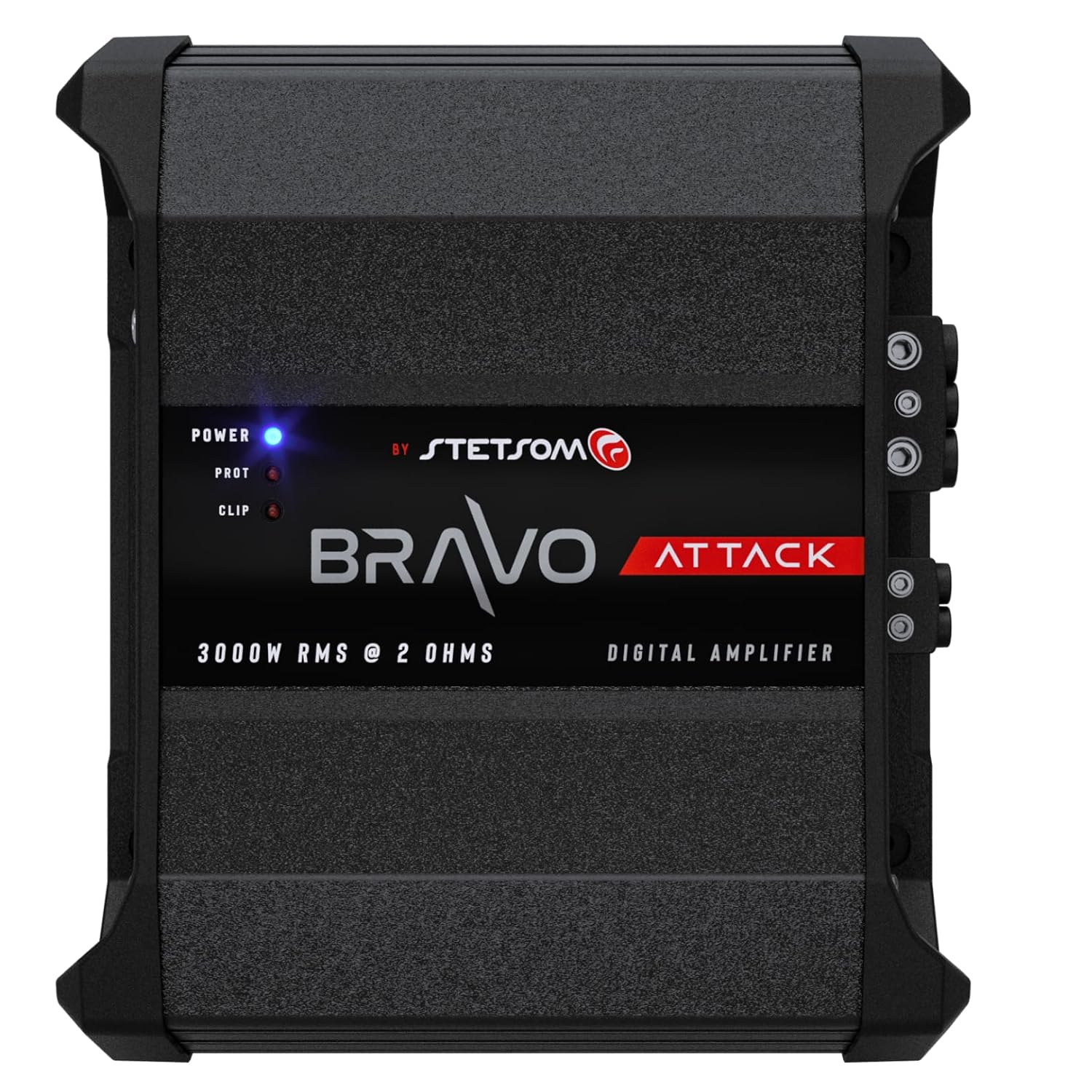 Stetsom Bravo Attack 3000 2 Ohms Mono Car Amplifier, 3000.1 3K Watts RMS, 2Ω Stable Car Audio, Full Range HD Sound Quality, 3000×1, Crossover & Bass Boost, Car Stereo Speaker MD, Smart Coolers
