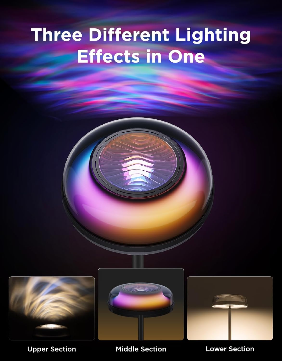 Govee Uplighter Floor Lamp for Living Room, RGBIC Ripple Projector, Floor Lamp for Bedroom Works with Matter, 215 ft² Light Area, 1000lm LED Modern Corner Floor Light, Warm Cool White Standing Lamp - Image 8