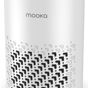 Air Purifiers for Bedroom Home, MOOKA HEPA Air Purifier for Home Pets with Fragrance Sponge for Smoke Dust Pollen Dander Odor, Small Air Cleaner with Sleep Mode Night Light Timer, KJ067L, White