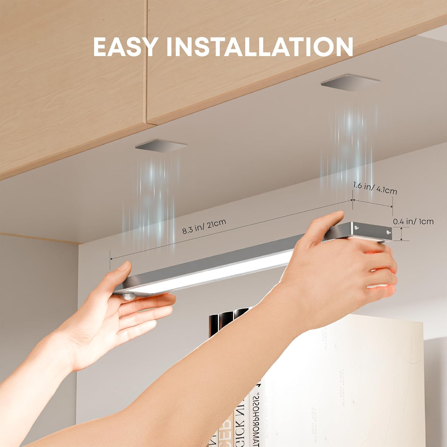 Under Cabinet Kitchen Lights, Motion Sensor Dimmable 21cm 1500mAh 6500K LED Under Counter Rechargeable Wardrobe Indoor Night Lights for Kitchen Shelf Stairs Closet 2 Pack - Image 6