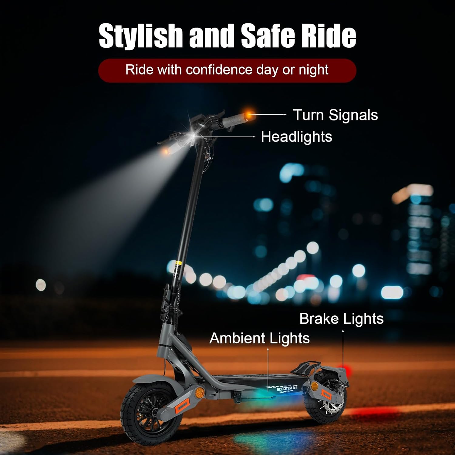 Fast Electric Scooter Adults, 1200/1600/5600W Dual Motor, 35/45/50 Miles Long Range,35/45/50 MPH Top Speed, 10/11" Off-Road Tires E Scooter, Foldable EScooter for Adults and Teens with Dual Suspension - Image 5