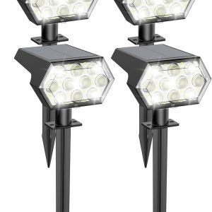 Kaxiida Solar Lights Outdoor Waterproof IP68, 25% High Conversion Efficiency Rate & 3 Modes Upgrade Pro Max 92 LED Bright Solar Spot Lights Outdoor (Cold White,4 Pack)