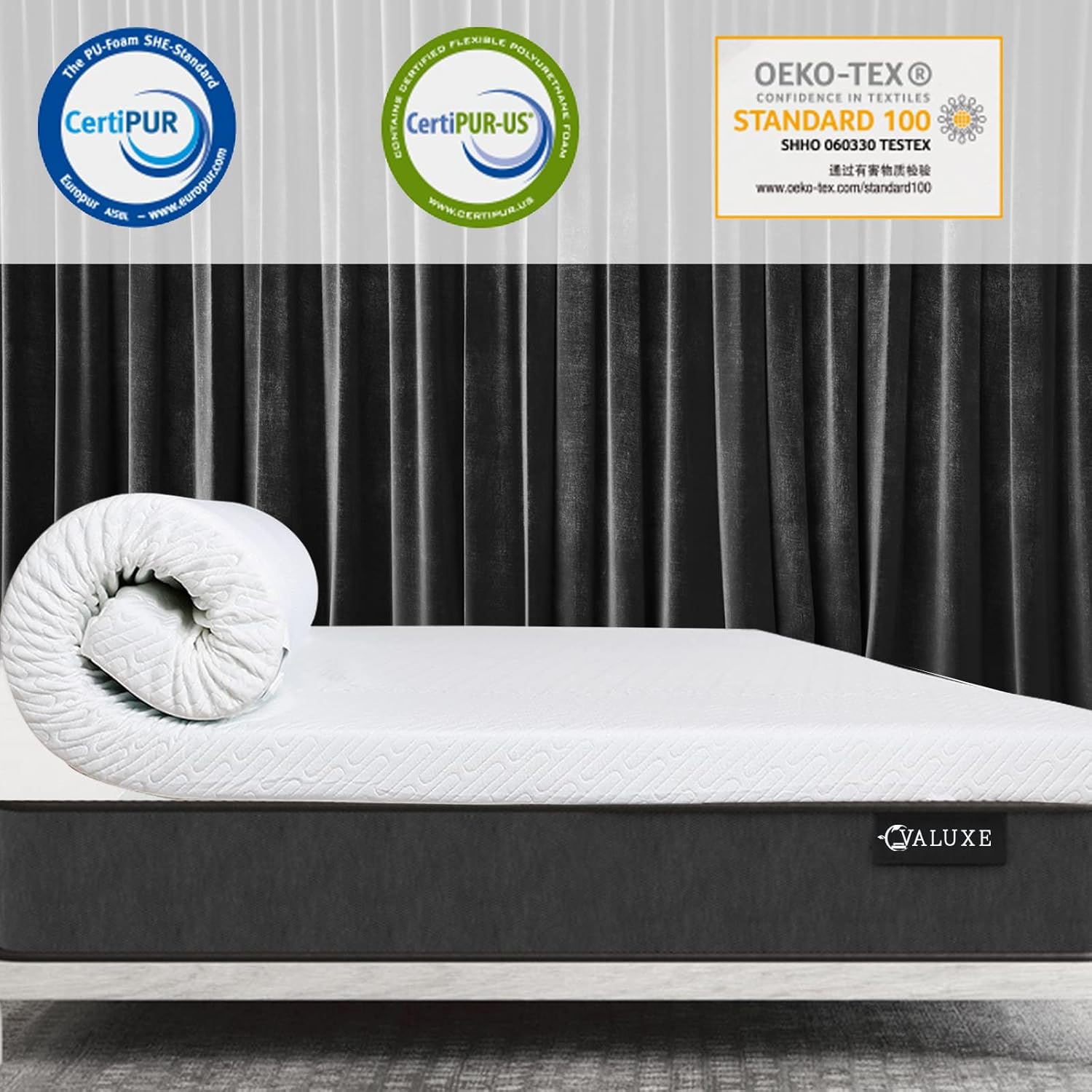 3 Inch Gel Memory Foam Mattress Topper Queen Size High Density Cooling Pad Pressure Relief Bed Topper (with Removable & Washable Bamboo Cover) - Image 2