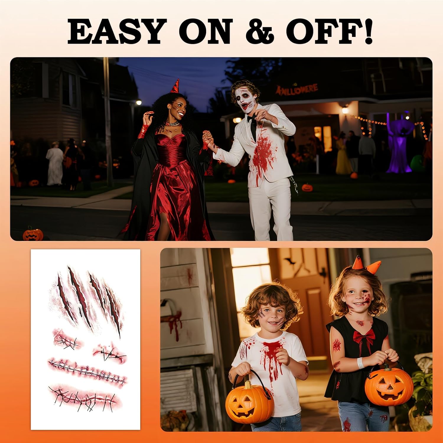 Zerobe Professional Zombie Film SFX Makeup Kit - Large 3D Fake Scars Blood Tattoo Stickers for Movie-Quality Undead Effects | Waterproof, Realistic Wounds for Cosplay, Halloween (Large 121 Pcs) - Image 6