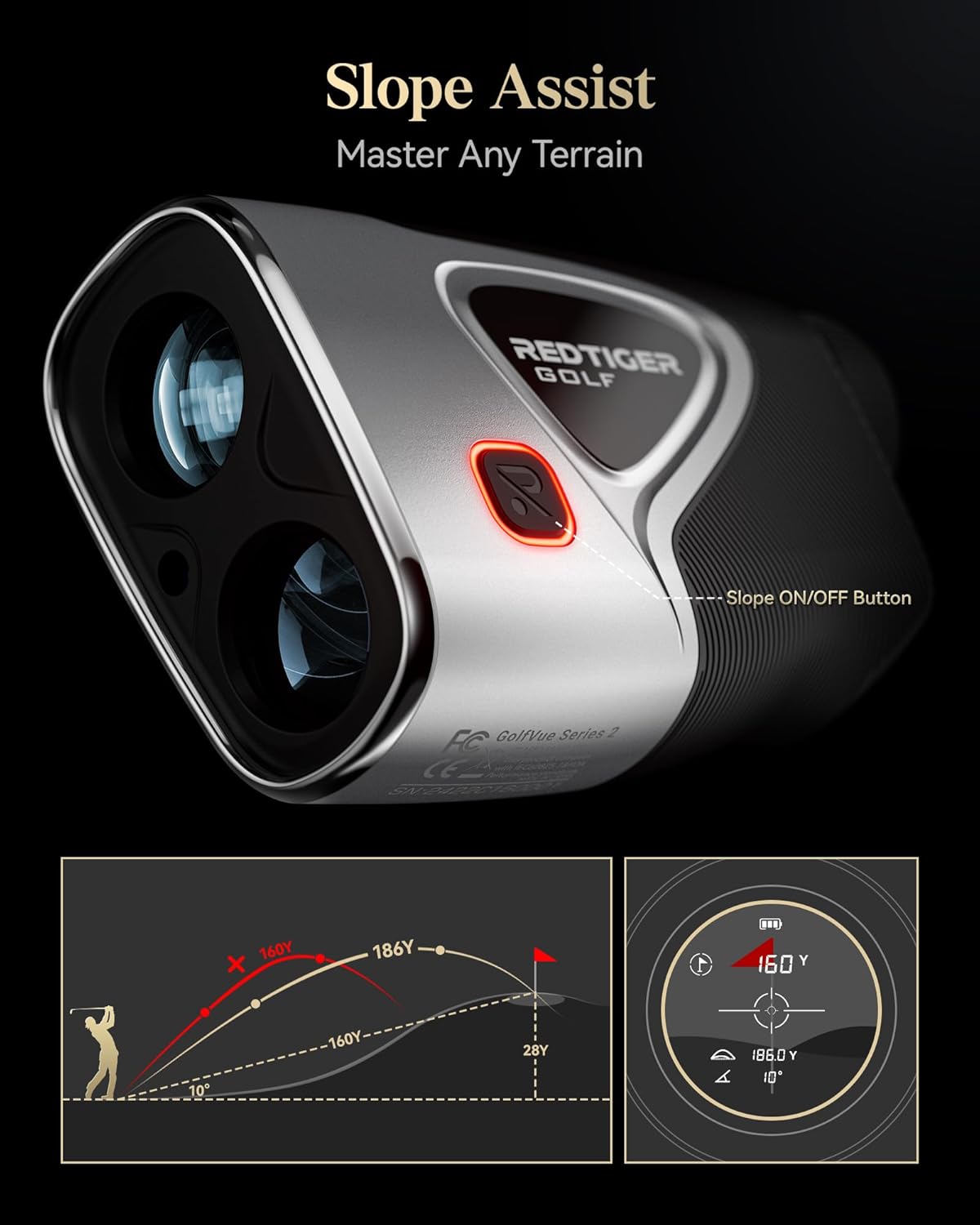 REDTIGER Range Finder Golf, 1200 Yards Golf Rangefinder with Slope, Light-Adaptive Display, 7X Magnification, Flag Lock Vibration, Rechargeable Laser Range Finder with Magnet, GolfVue Series 2 - Image 5