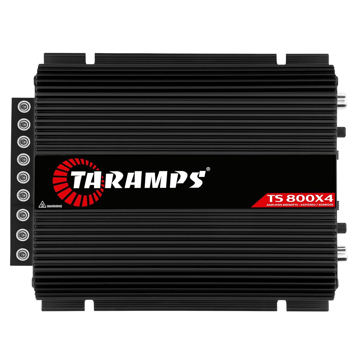 Taramps TS 800×4 2 Ohms Black Multichannel Stereo Amplifier 800 Watts Rms, 4 Channels, Full Range, Car Audio Digital 2 Bridged Channel, Crossover High/Low Pass, with RCA and Automatic High Level Input