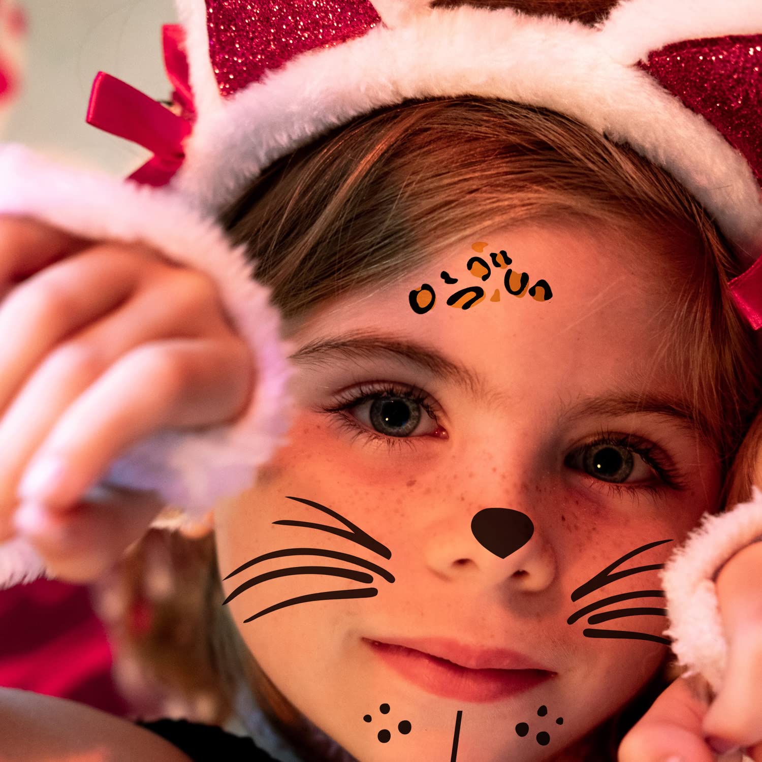 Leopard Face Tattoos Temporary, Fake Cat Face Stickers for Halloween Costume Accessories and Parties Men Women Boys Girls Body Makeup,9-Sheet - Image 3