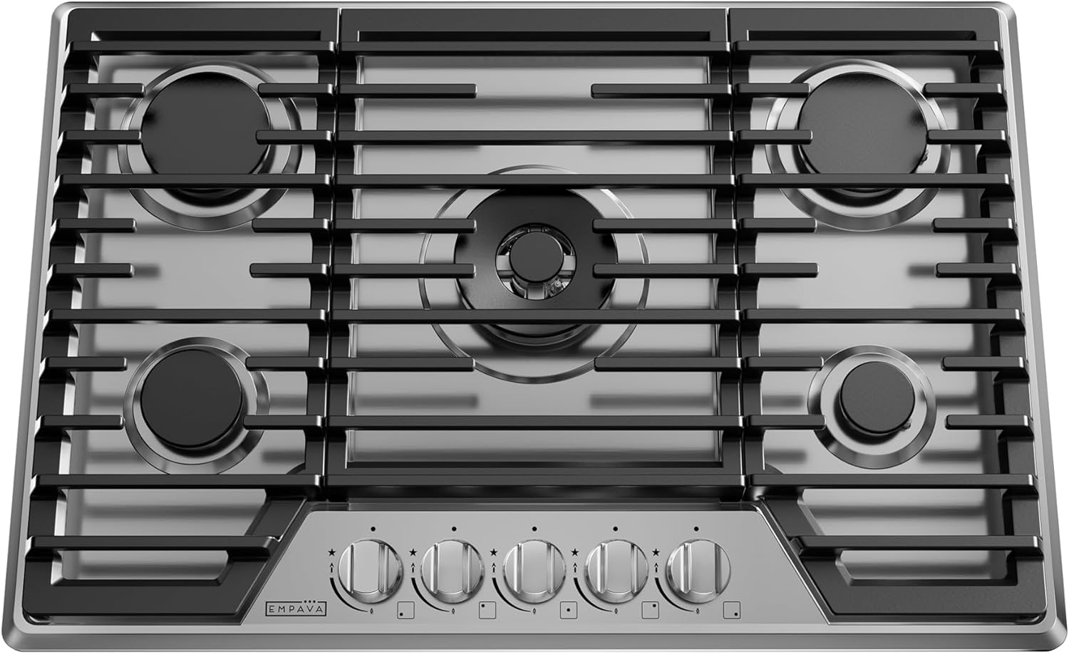 Empava 30-Inch Gas Stove Cooktop with 5 Italy SABAF Sealed Burner NG/LPG Convertible in Stainless Steel, GC37
