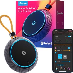 Govee Outdoor Light Show Box, 22 Music Modes and 20 Scene Modes, Bluetooth Smart Group Control 10 Devices, IP65 Waterproof, Battery Powered, USB Charged, Supports Govee Smart Color Lights