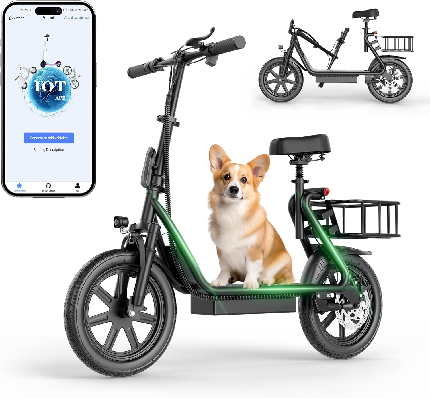 NAVIC Electric Scooter Adults,18/27/49Mile Range,Electric Scooter for Adults,Top Speed 22Mph,350/500W Motor,8.5"/14'' Tires,Foldable e Scooter with Back Basket,APP