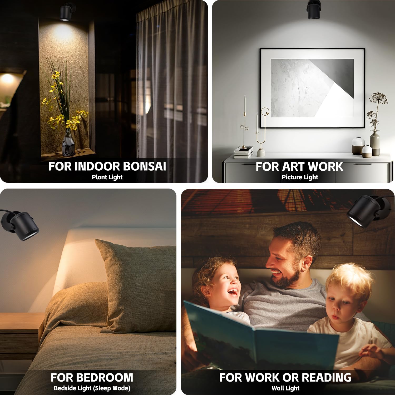 2 Pack 12W LED Spot Lights Indoor with Timer, Remote, Stepless Adjustable Color Temperature, Dimmable, 6000K Accent Up Lights Floor Can Light, Uplighting Spotlights for Indoor, Plant, Artwork - Image 5