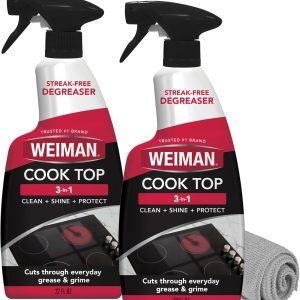 Weiman Cooktop and Stovetop Daily Cleaner Spray, Streak-Free, Non-Abrasive - 2 Pack, 22 oz with Micro Fiber Buffing Towel Included