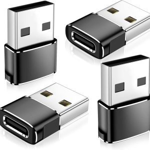 𝟒𝐏𝐚𝐜𝐤 𝐔𝐩𝐠𝐫𝐚𝐝𝐞𝐝 USB to USB C Adapter,Type-C Female to A Male Charger Converter for iPhone 17 Charger,iWatch Ultra SE 9 10,iPhone 17 Pro Max 16 15 12,Samsung S25,AirPods,iPad,Car,Xbox