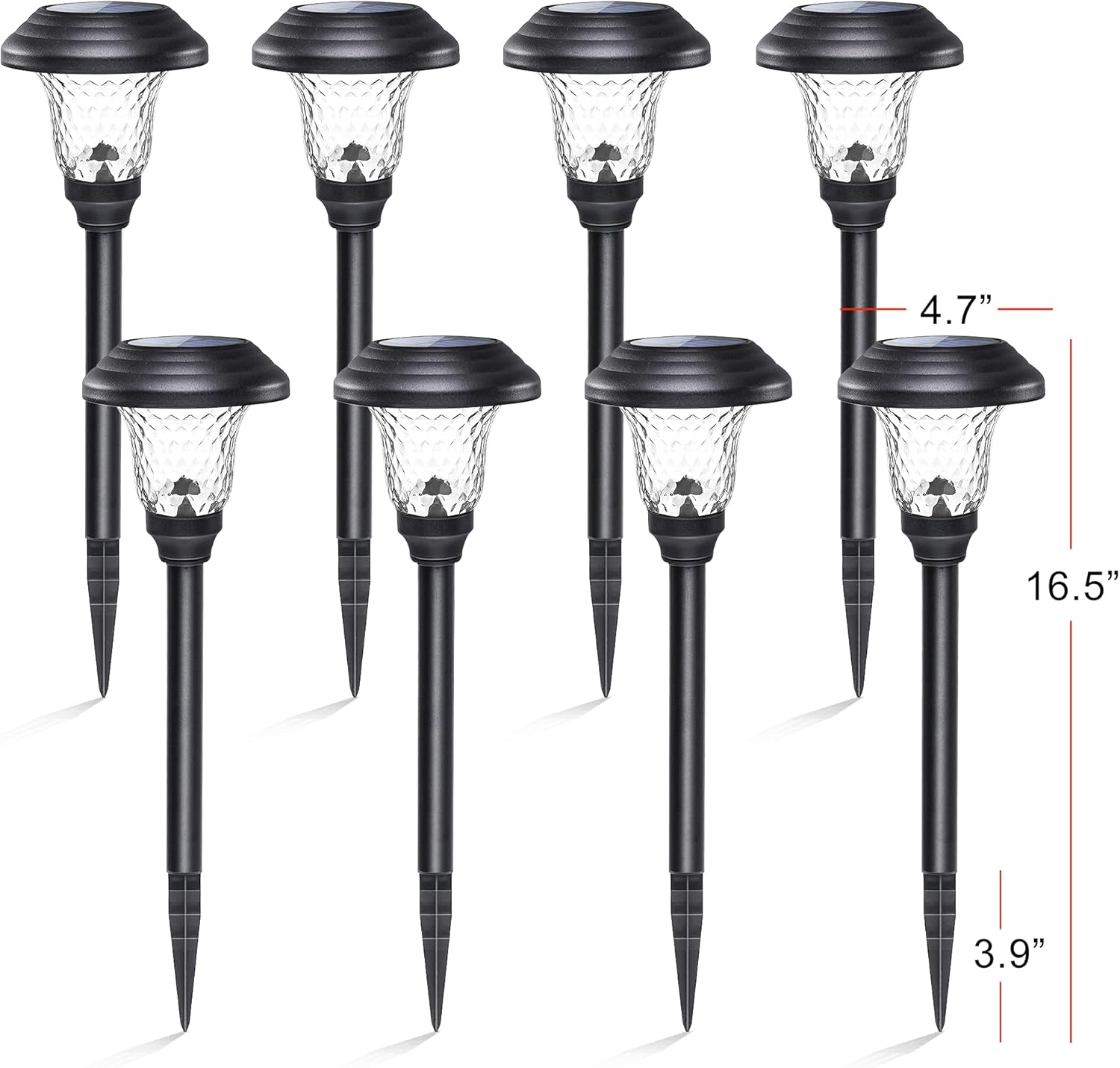 GIGALUMI 8 Pack Solar Pathway Lights, Solar Garden Lights Outdoor Warm White, Waterproof Led Path Lights for Yard, Patio, Landscape, Walkway (Black) - Image 2