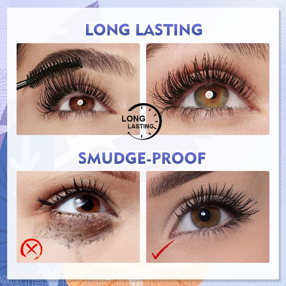 SACE LADY Black Mascara, Waterproof Volume Lengthening Eyelashes Mascara, Long Wearing Natural-Looking Smudge-Proof No Clumping Eye Makeup - Image 4