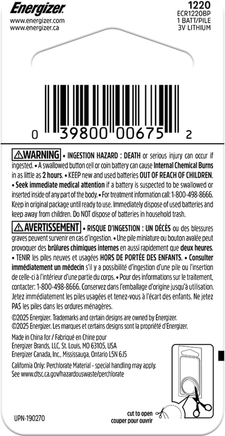 Energizer 1220 Lithium Coin Battery, 1 Pack - Image 8