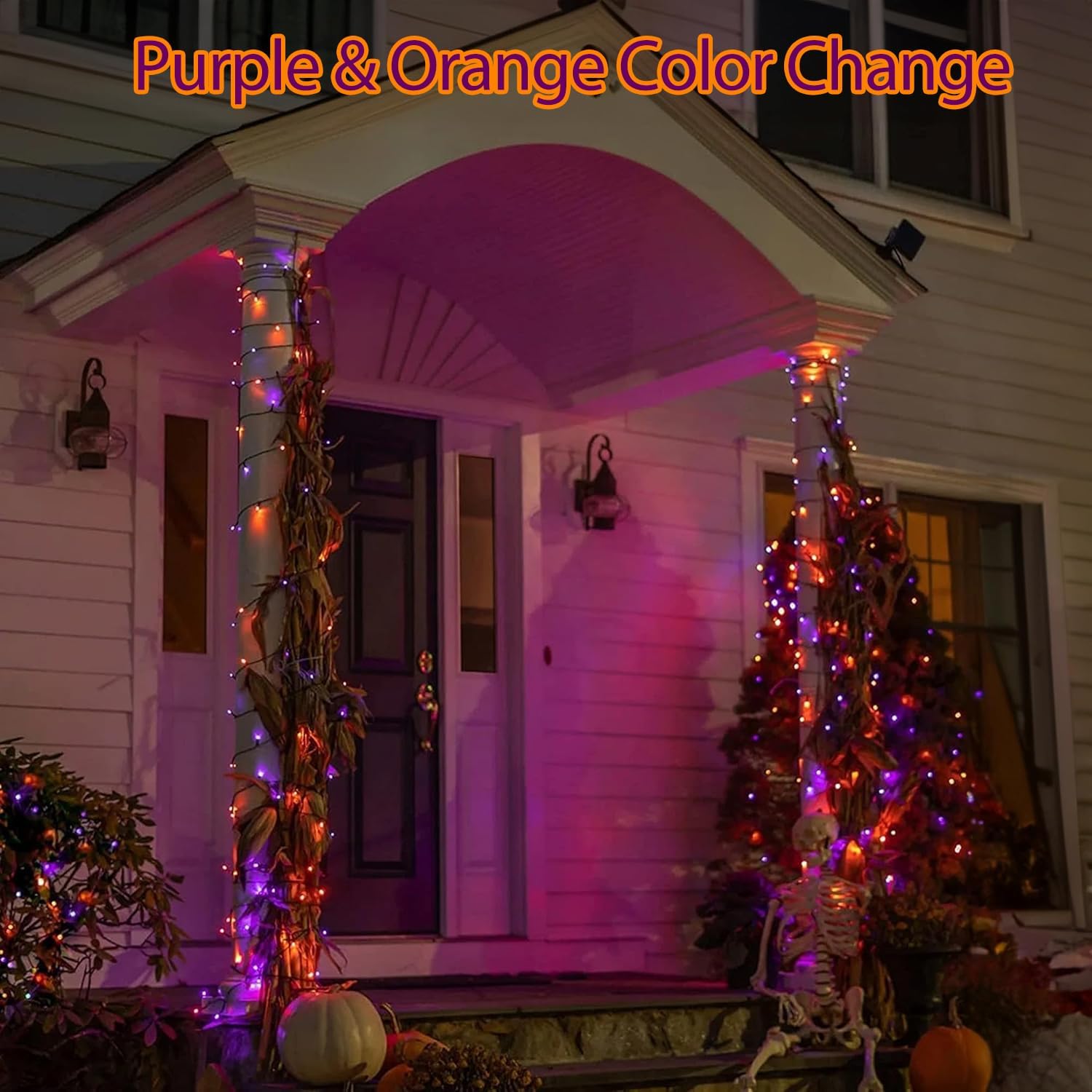 Halloween String Lights Plug in,33FT 100 LED String Lights with 8 Modes & Timer, Halloween Decorations for Party Carnival Supplies, Outdoor Indoor Yard Garden Decor, Purple & Orange - Image 6
