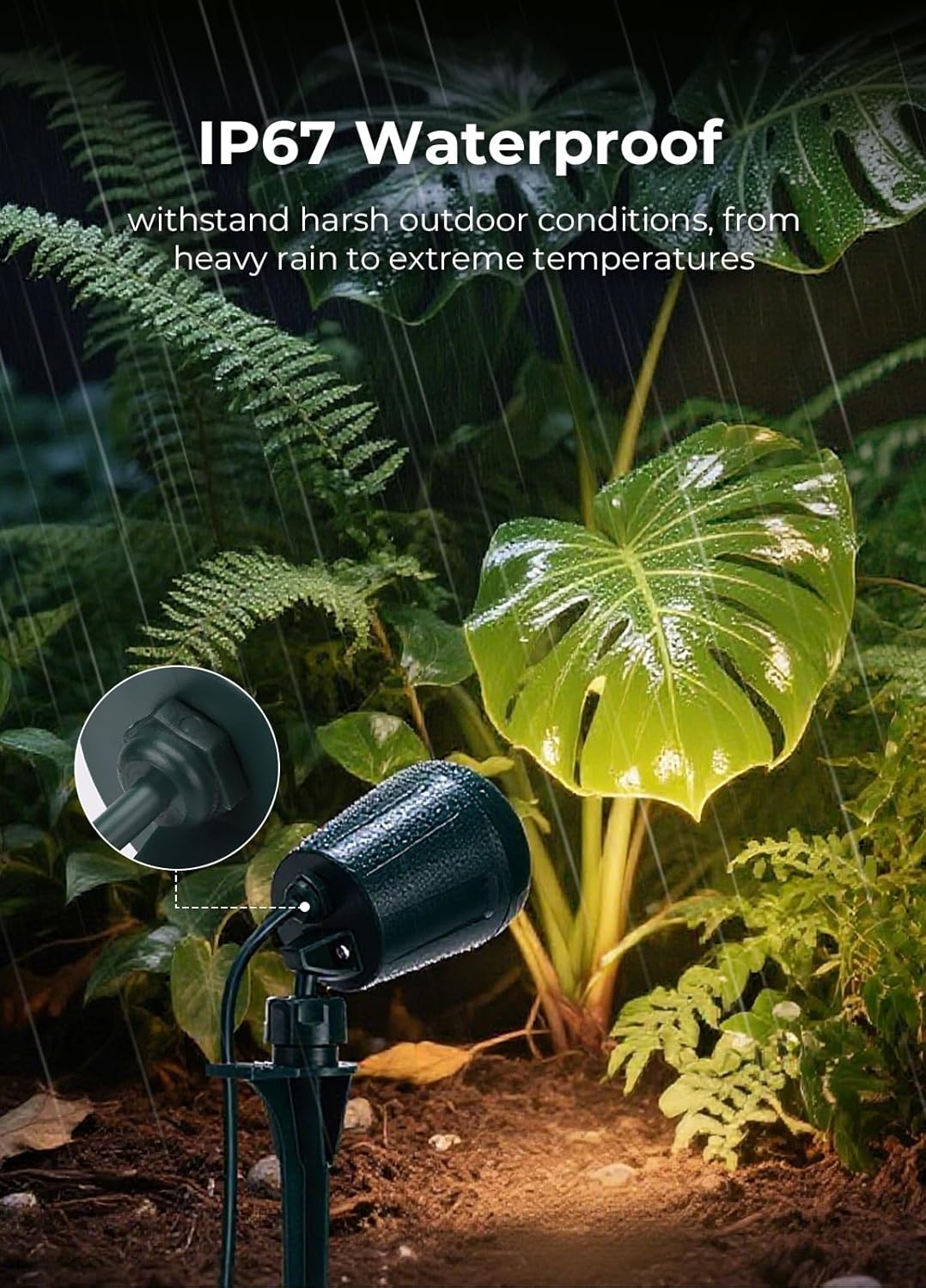 Christmas Spotlights Outdoor, 120V Plug-in Halloween Spot Light, 5000K LED Landscape Lighting with 5 Color Lenses (Red Green Blue Purple Yellow), IP67 Waterproof, 2 Pack - Image 4