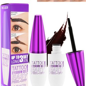 Peel Off Tattoo Eyebrow Gel Tinting,2pcs Dark Brown Easy Peel-Off Eye Brow Tint,Waterproof Long-lasting Eyebrow Gel Peel Off, Eye Brow Stain Kit, Christmas Makeup Gift for Women Girl-01#