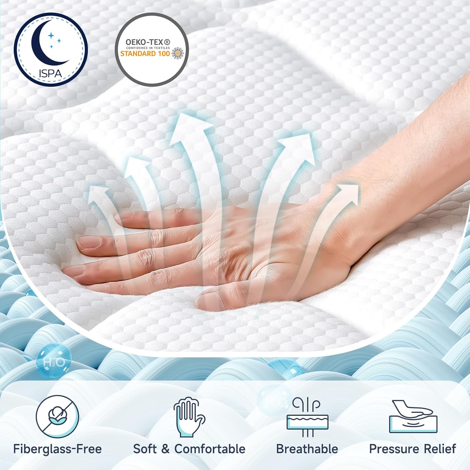14 Inch Queen Mattress, Upgrade Strengthen Queen Size Hybrid Mattresses in a Box, Gel Memory Foam Queen Mattress with Motion Isolation & Pressure Relief, Strong Edge Support, Medium Firm - Image 3