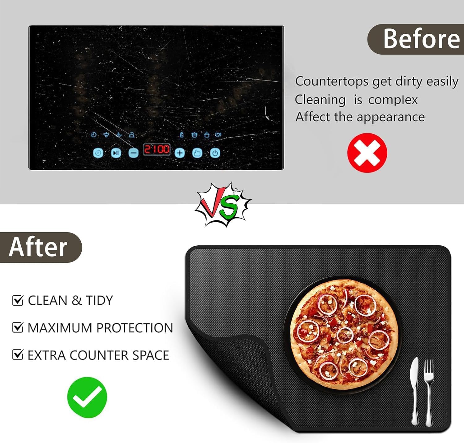 Fireproof Stove Top Covers for Electric Stove, 30" x 20" Waterproof Stove Covers, Cooktop Protector for Gas Stove Top, Heat Resistant Stove Mat for Glass Top Stove, - Image 3