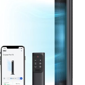 Dreo Smart Tower Fan for Bedroom, 90° Oscillating 40" Standing Fan, 26ft/s High-Speed 5 Speeds 4 Modes, Quiet Room Floor Fans, Touch/Remote/APP & Voice Control, Work with Alexa, 12H Timer, Silver