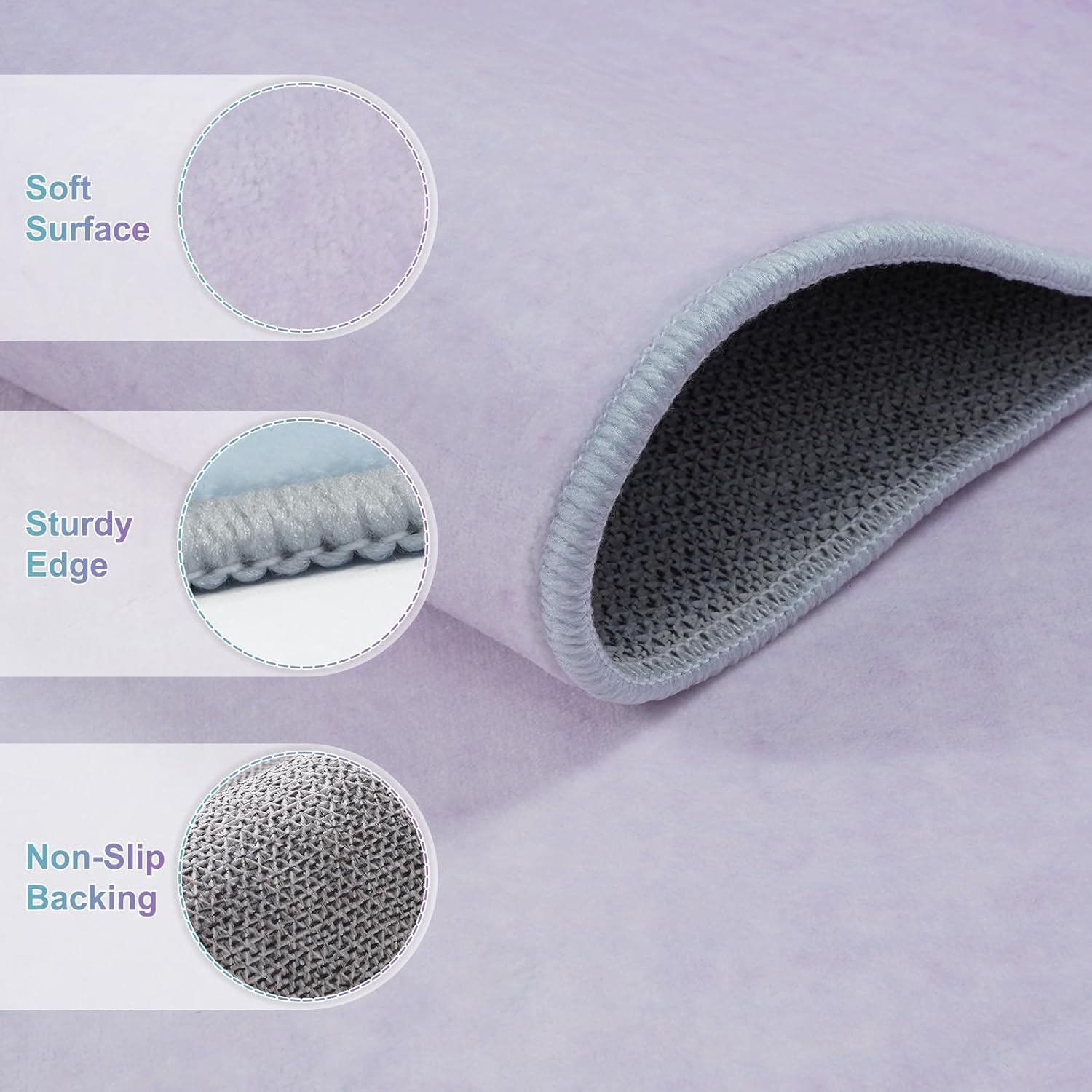 Machine Washable 5x7 Area Rugs for Living Room Ombre, Non Slip Purple Soft Low Pile Abstract Modern Cute Girls Rugs for Bedroom Indoor, Large Carpet Playroom Nusrery Kids Dining Office Room Rugs - Image 6