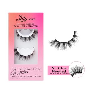 Lilly Lashes 3D Self Adhesive Eyelashes, No Lash Glue Needed, Body Heat Activated Press on Lashes, Reusable Self Adhesive Eyelashes Up to 5x, Easy to Apply & Remove (GoGetter)