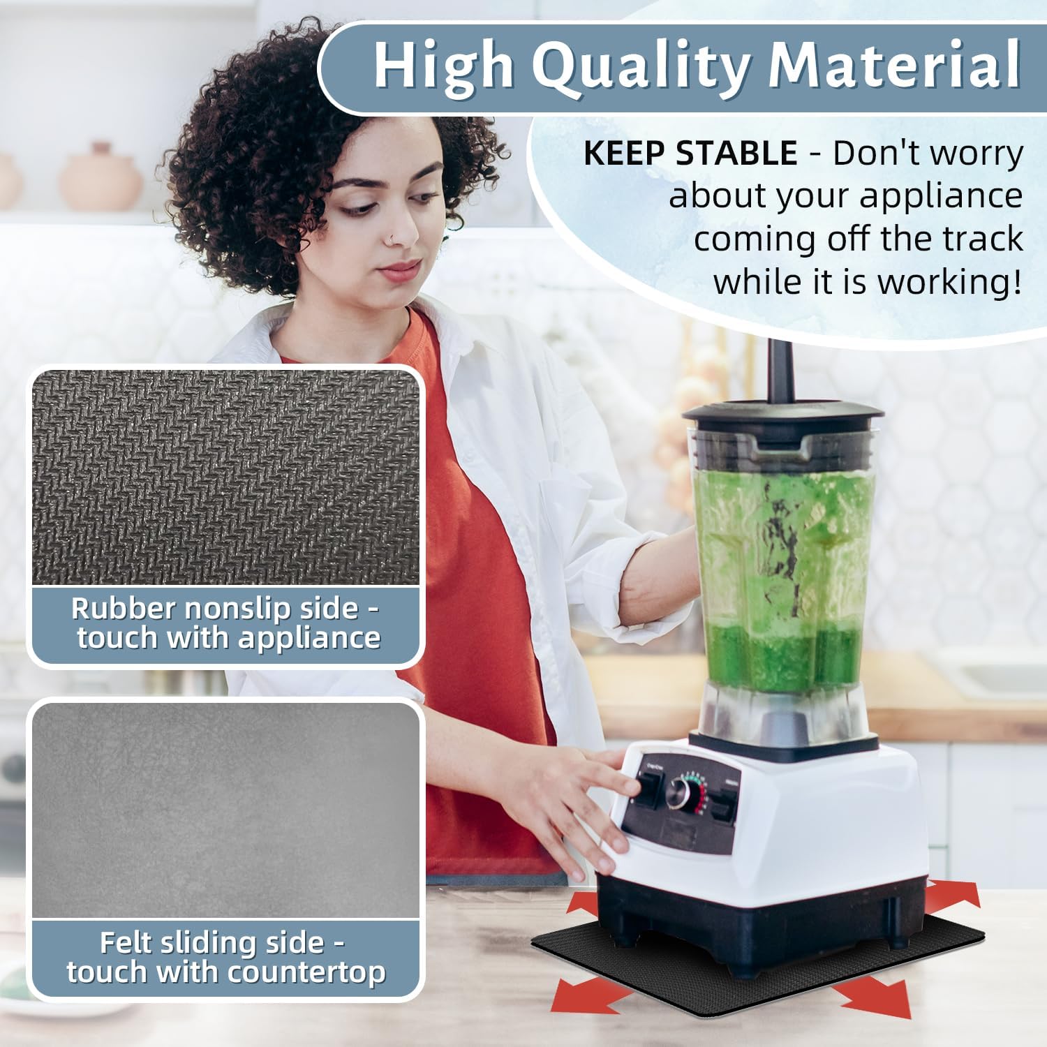 LOPNUR 14"x10" Small Appliance Slider, Appliance Sliders for Kitchen Appliances, 360° Rotating Sliding Tray for Coffee Maker, Heat Resistant Mat Cut to Fit Stand Mixer Air Fryer Microwave, Gray - Image 2