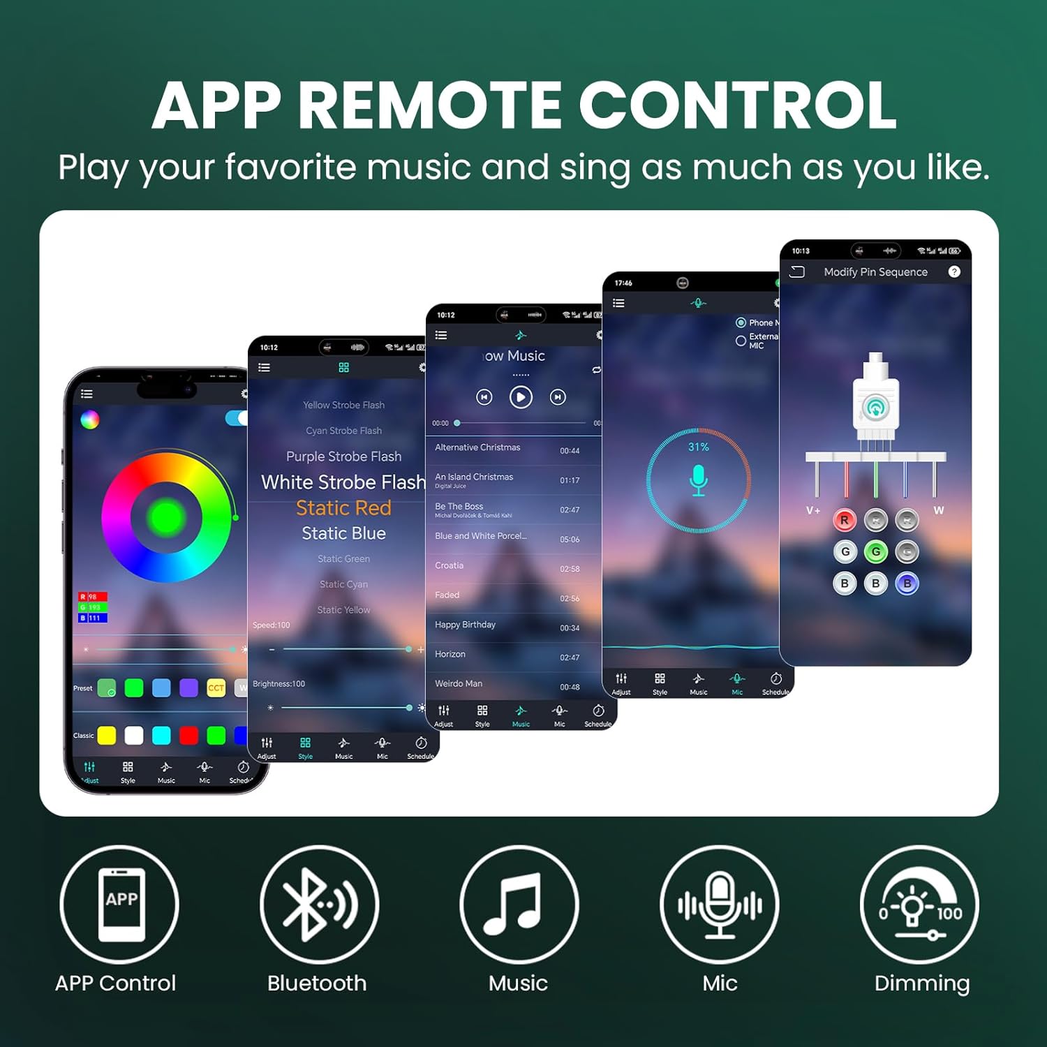 Permanent Outdoor Lights for House,50 FT Outdoor Ground Lights with RGB Color Changing, Bluetooth Music Sync, IP67 Waterproof, Timer, 44 Key Remote & App Control for Eaves and Landscape Lighting - Image 9