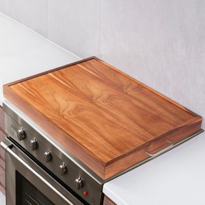 Noodle Board Stove Cover with Handles, Acacia Noodle Board Stove Top Covers for Gas Burners and Electric Stove, RV Stovetop Cover, Serving Tray for Kitchen Counter Space (30" x 22")