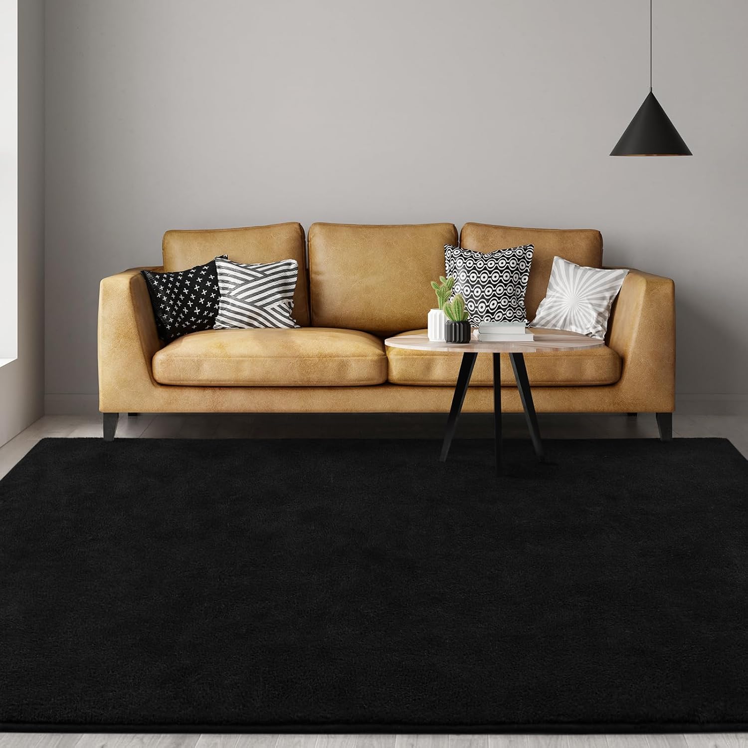 Large Ultra Soft Modern Area Rugs for Living Room Bedroom, 4x6 Feet Black Thickened Memory Foam Indoor Solid Minimalist Carpets, Non-Slip Comfy Rug for Boys Girls Nursery Room Home Decor - Image 3