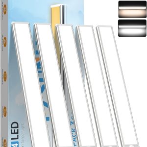 5 Pack Under Cabinet Lighting,Rechargeable Motion Sensor Light Indoor,3 Colors Dimmable,Magnetic Closet Lights,Under Counter Lights for Kitchen