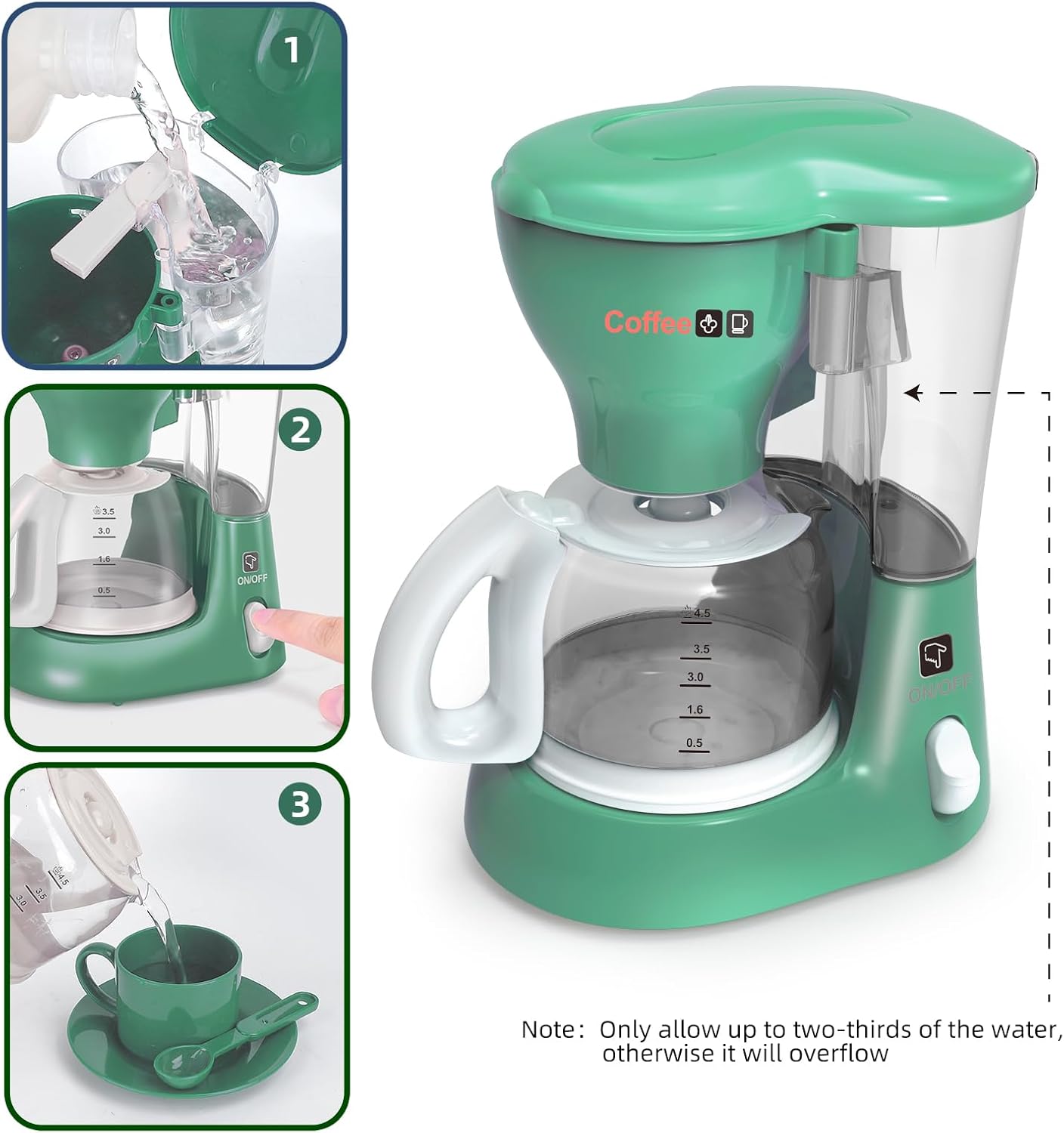 Play Kitchen Toys, Pretend Play Kitchen Appliances Toy Set with Coffee Maker, Mixer, Toaster with Realistic Lights& Sounds, Birthday Gift for Kids Ages 3-5 4-6 6-8 (Green) - Image 5