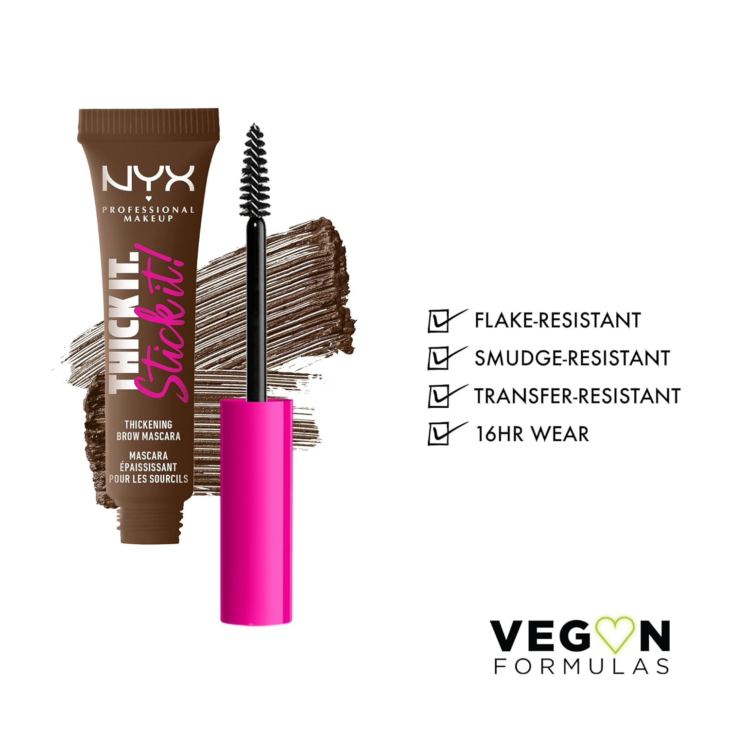 NYX PROFESSIONAL MAKEUP Thick It Stick It Thickening Brow Mascara, Eyebrow Gel - Brunette - Image 2