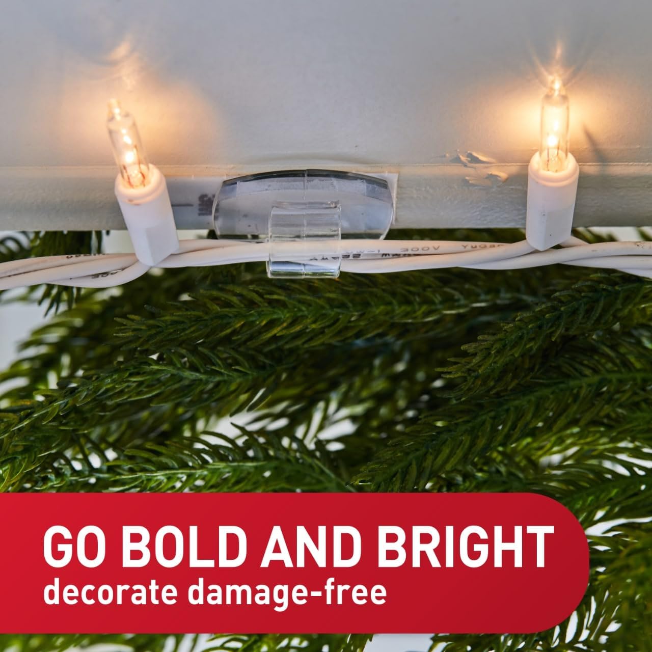 Command Outdoor Light Clips, 20 Clear Clips and 24 Command Strips, Damage-Free Hanging Christmas Decorations with Weather Resistant Strips, Wall Clips for Hanging Outdoor Lights and Cable Management - Image 3