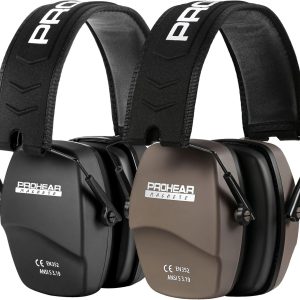 PROHEAR 016 Shooting Ear Protection Earmuffs 2 Pack, NRR 26dB for Gun Range, Hunting -Black and Brown