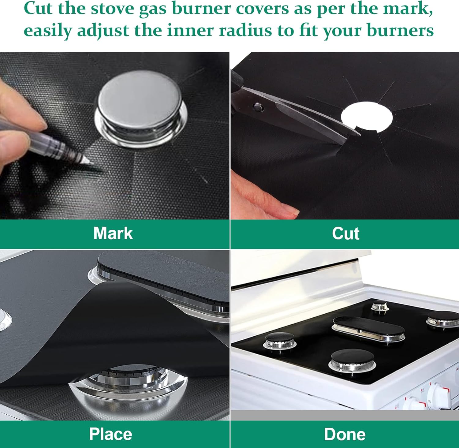 3MIRRORS Stove Top Covers for Gas Burners, Gas Stove Burner Liners for Samsung Stove Top Protector Non-Stick Washable Keep Stove Clean Stove Guard - New Upgraded Cuttable Stove Burner Cover (2PCS) - Image 2