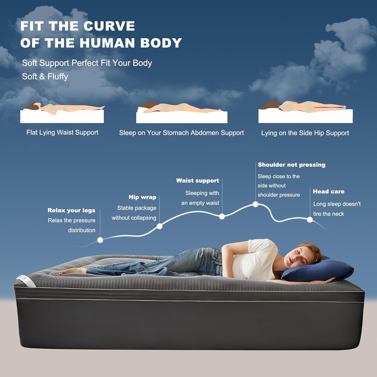 BEDLORE Queen Mattress Topper, Thick Pillow Top Pad for Back Pain Relief, Cooling Soft Mattress Cover with Deep Pockets 6-18 inch - Image 3